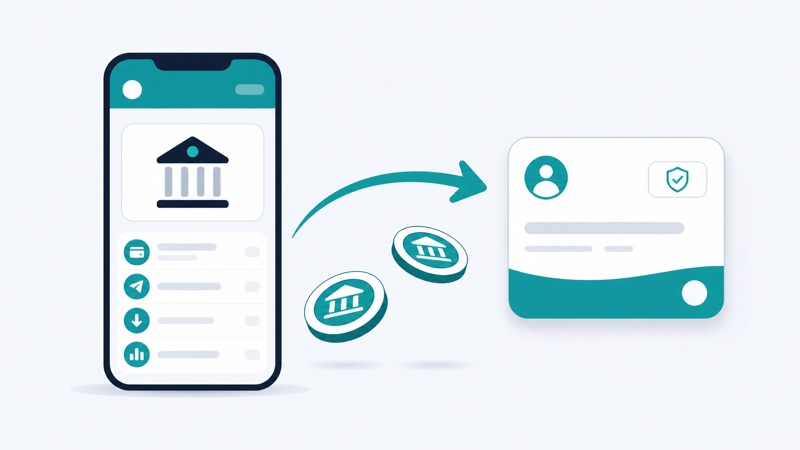 Diagram of a PayID payment moving instantly between a banking app and an online account