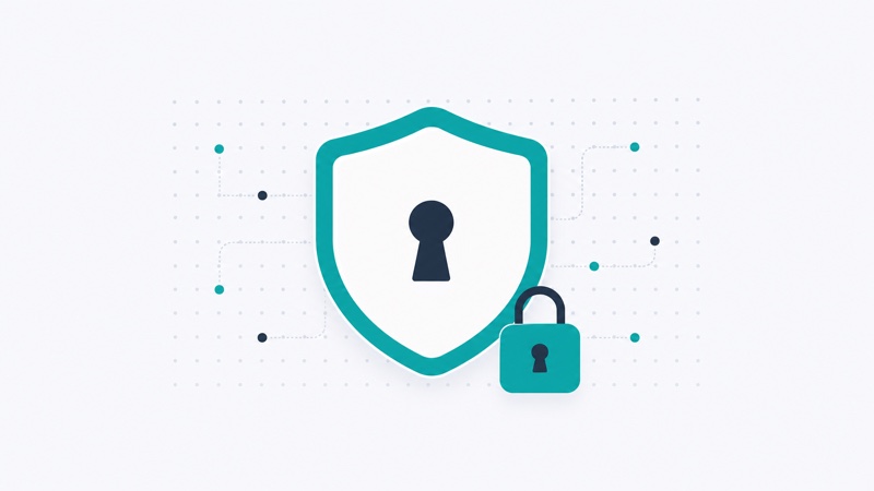 Illustration of a padlock over a document representing website privacy protections