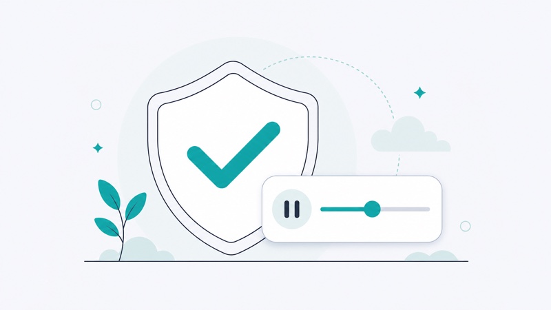 Illustration of a shield and a banking app representing safe and responsible gambling controls