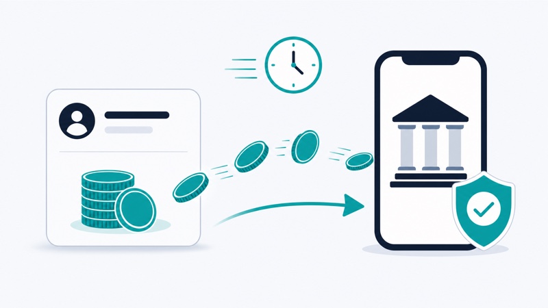 Diagram of a PayID withdrawal moving from a pokies site back to a player's bank account